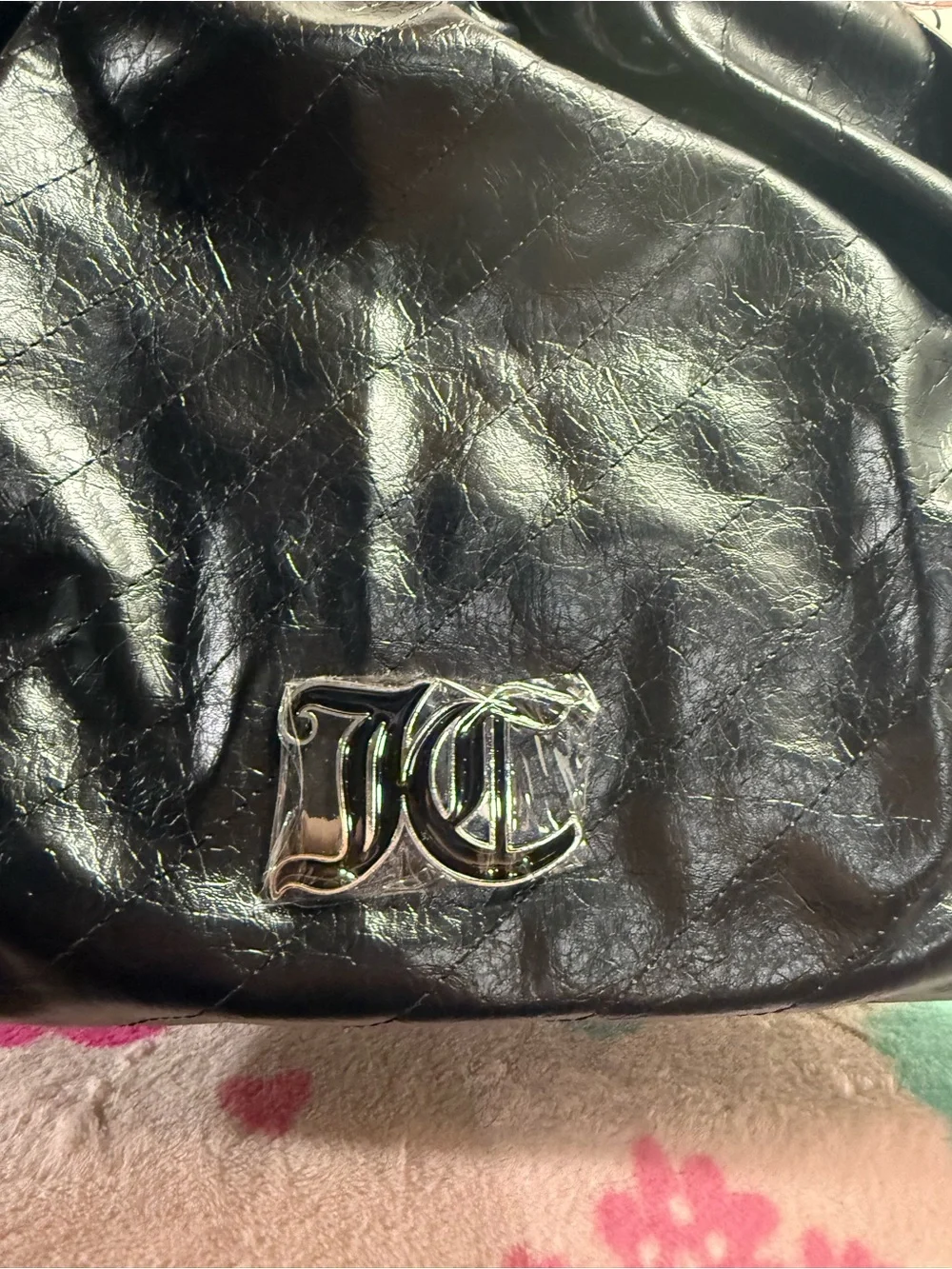 Juicy Couture Soft Spoken Tote bag color licorice black with silver chain NWT